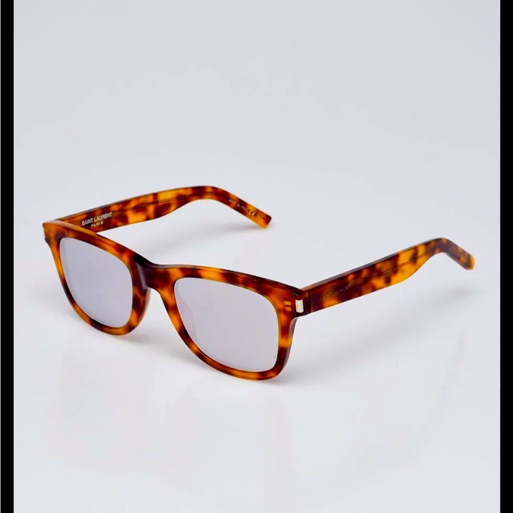 YSL Tortoise Shell Acetate Mirrored Sunglasses